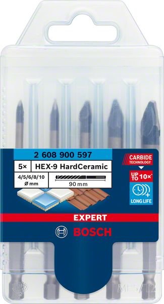 EXPERT HEX-9 HardCeramic 4, 5, 6, 8, 10 mm - 2608900597 - 5-dielna súprava vrtákov