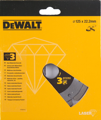 DT3761 - Diamantový rezný kotúč na armovaný betón PHP 3, 125 mm