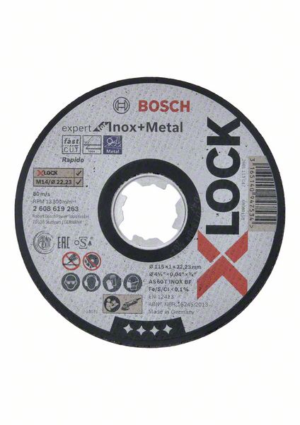 X-LOCK Expert for Inox+Metal 115 x 1 x 22,23 - 2 608 619 263 - Rovné rezanie